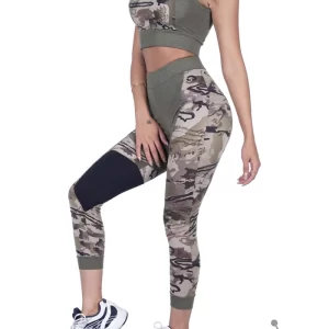 تصویر ست نیم تنه و لگ ورزشی زنانه کد 127741 - مدل ارتشی
